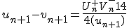 u_{n+1}-v_{n+1}=\frac{U_n^+V_n^-14}{4(u_{n+1})}